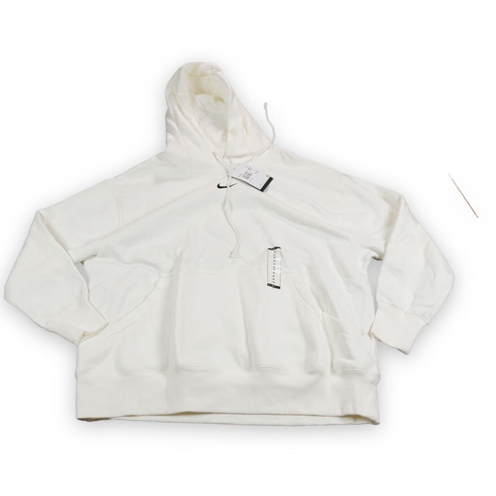 Nike Womens Sweater Hoodie 1X white Fleece Essentials Plus Warm Cozy Swoosh Logo
